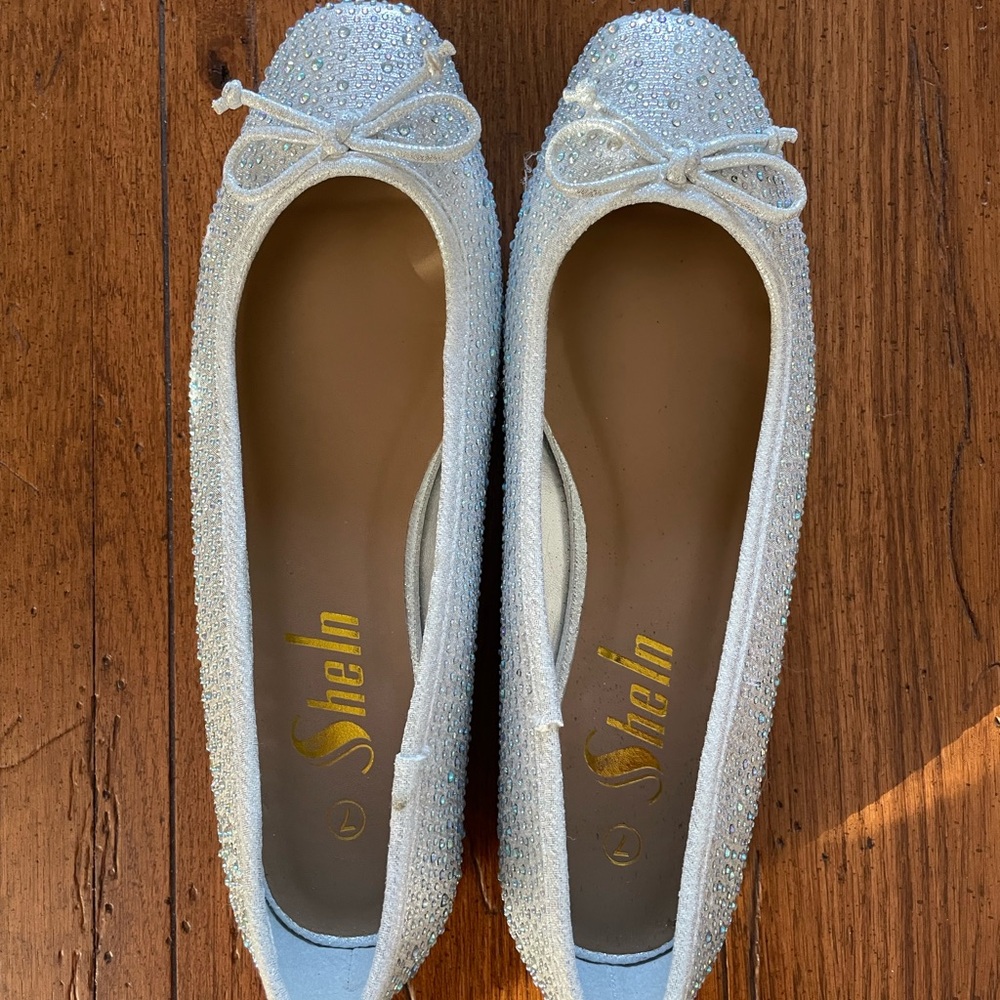 SheIn Silver Glitter Ballet Flats 7